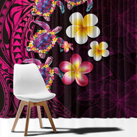 Hawaiian Turtles and Plumeria Window Curtain Polynesian Art Tribal Tattoo Cerise LT03 - Polynesian Pride