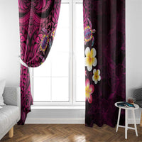 Hawaiian Turtles and Plumeria Window Curtain Polynesian Art Tribal Tattoo Cerise LT03 - Polynesian Pride