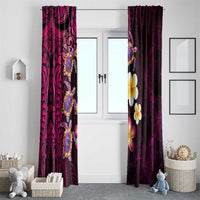Hawaiian Turtles and Plumeria Window Curtain Polynesian Art Tribal Tattoo Cerise LT03 - Polynesian Pride