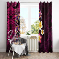 Hawaiian Turtles and Plumeria Window Curtain Polynesian Art Tribal Tattoo Cerise LT03 - Polynesian Pride