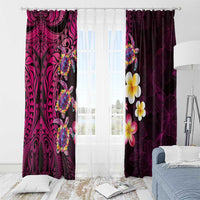 Hawaiian Turtles and Plumeria Window Curtain Polynesian Art Tribal Tattoo Cerise LT03 - Polynesian Pride
