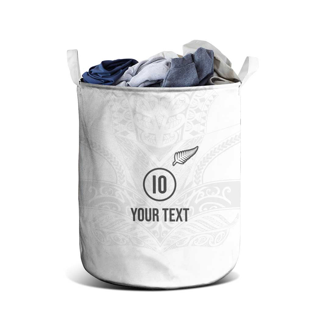 Custom New Zealand Football Laundry Basket The Whites-Sporty T90 Style - Polynesian Pride