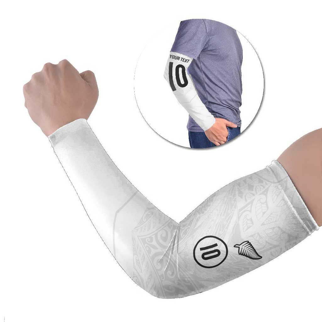 Custom New Zealand Football Arm Sleeves The Whites-Sporty T90 Style - Polynesian Pride