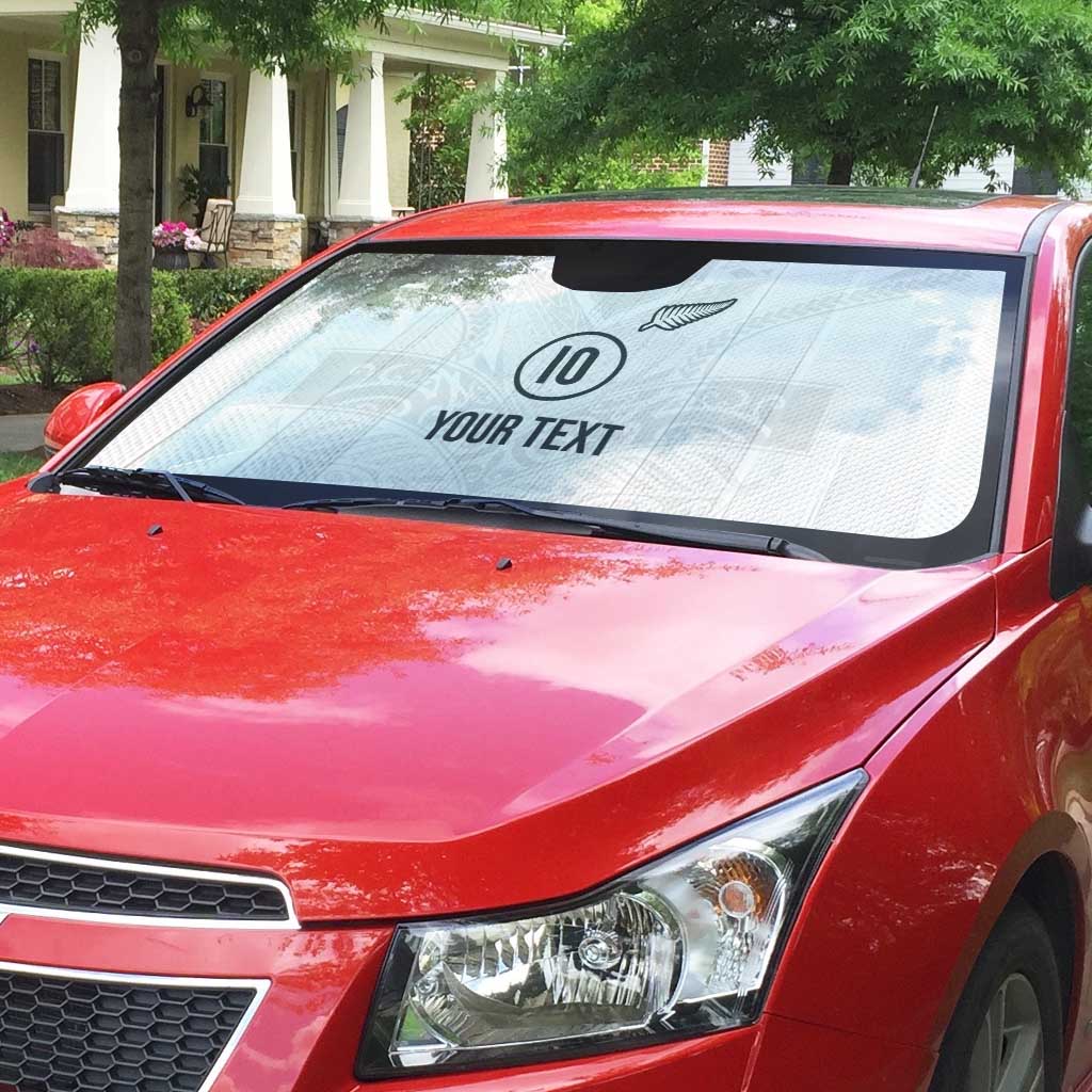 Custom New Zealand Football Auto Sun Shade The Whites-Sporty T90 Style - Polynesian Pride