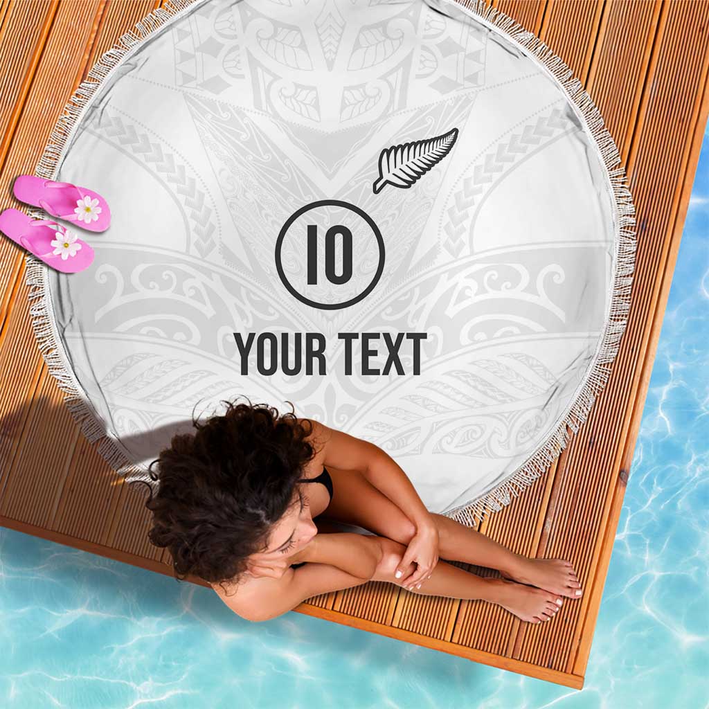 Custom New Zealand Football Beach Blanket The Whites-Sporty T90 Style - Polynesian Pride