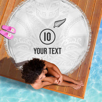 Custom New Zealand Football Beach Blanket The Whites-Sporty T90 Style - Polynesian Pride