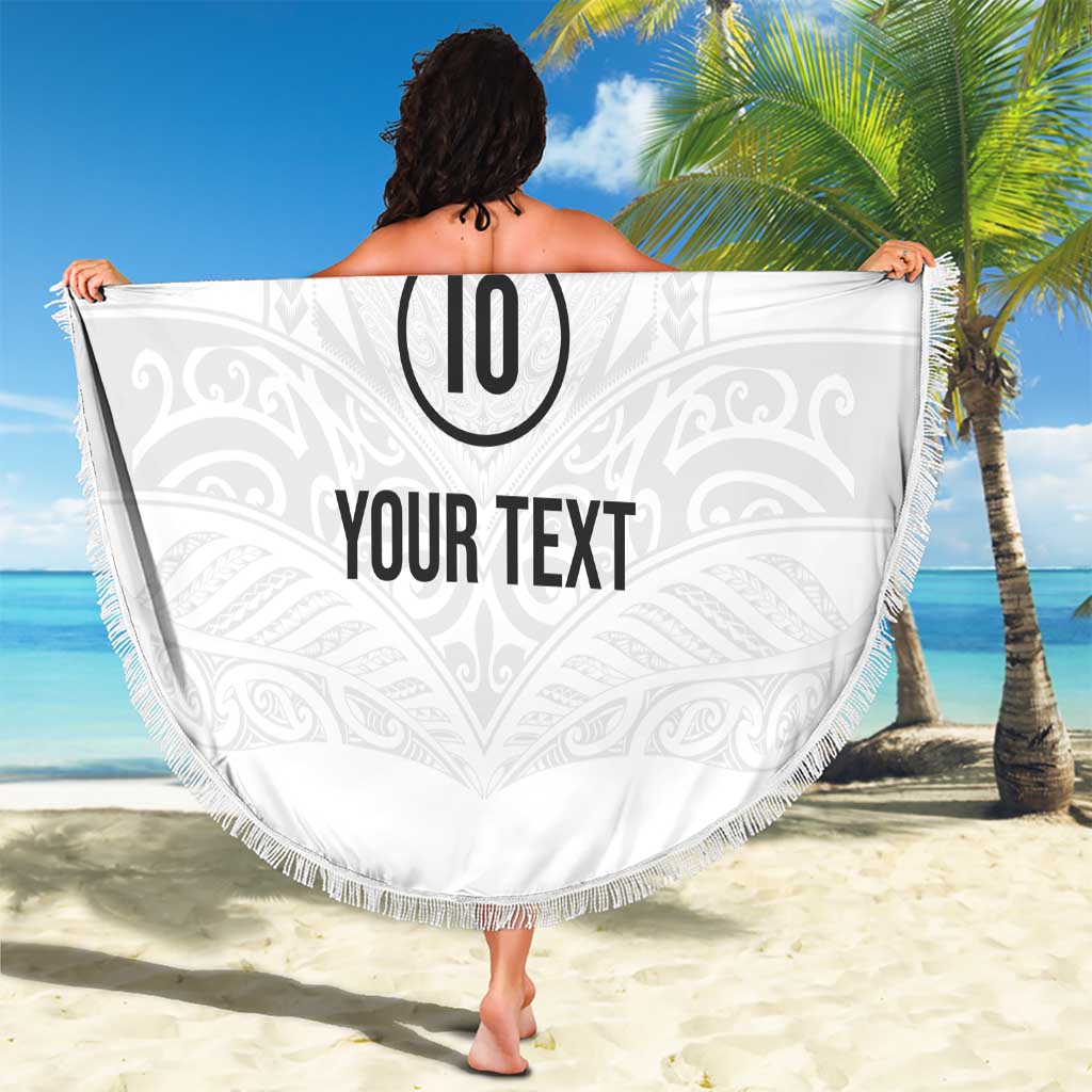 Custom New Zealand Football Beach Blanket The Whites-Sporty T90 Style - Polynesian Pride