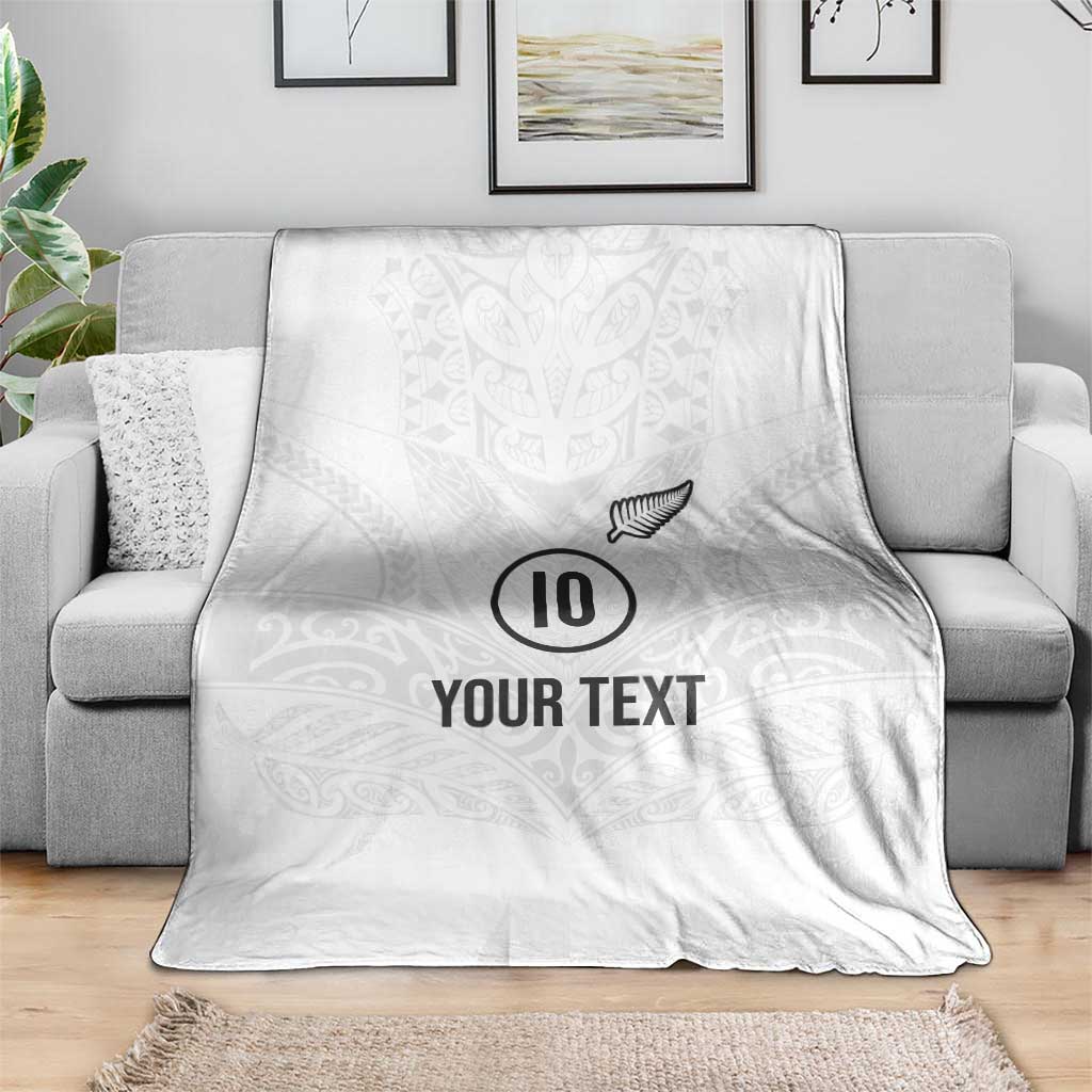 Custom New Zealand Football Blanket The Whites-Sporty T90 Style - Polynesian Pride