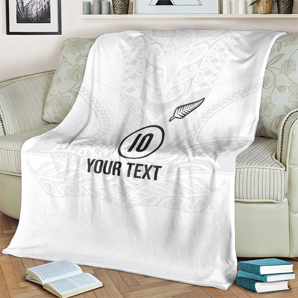 Custom New Zealand Football Blanket The Whites-Sporty T90 Style - Polynesian Pride