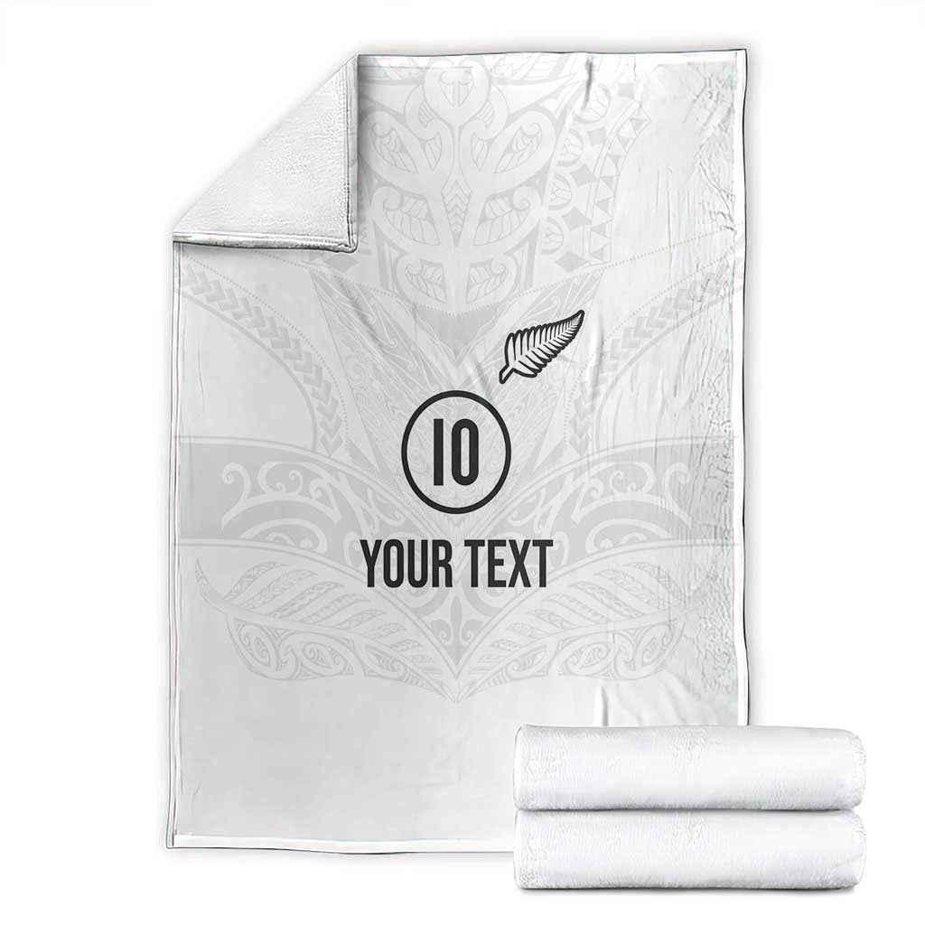 Custom New Zealand Football Blanket The Whites-Sporty T90 Style - Polynesian Pride