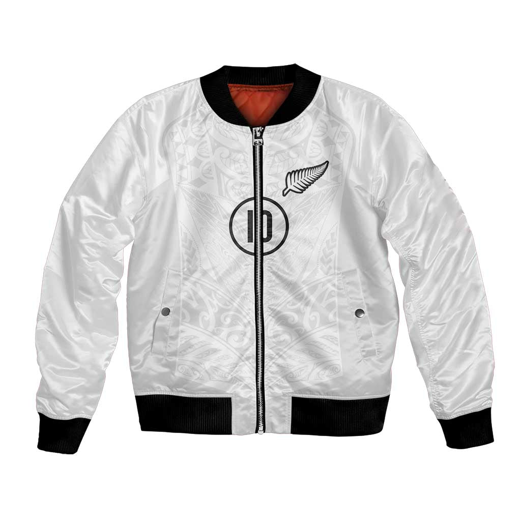 Custom New Zealand Football Bomber Jacket The Whites-Sporty T90 Style - Polynesian Pride