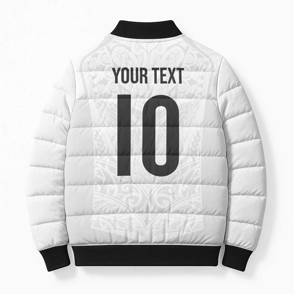 Custom New Zealand Football Bomber Puffer Jacket The Whites-Sporty T90 Style - Polynesian Pride