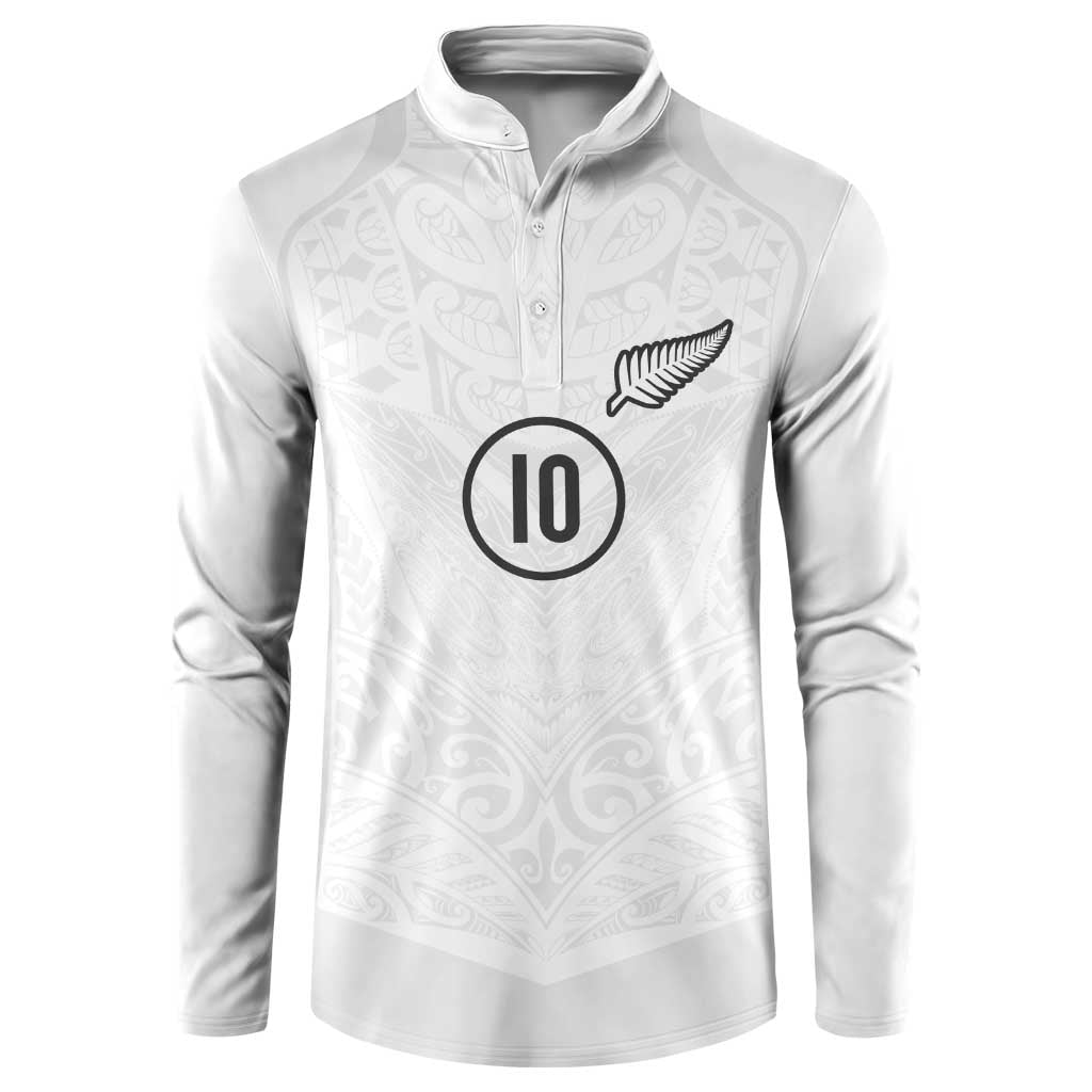 Custom New Zealand Football Button Sweatshirt The Whites-Sporty T90 Style - Polynesian Pride