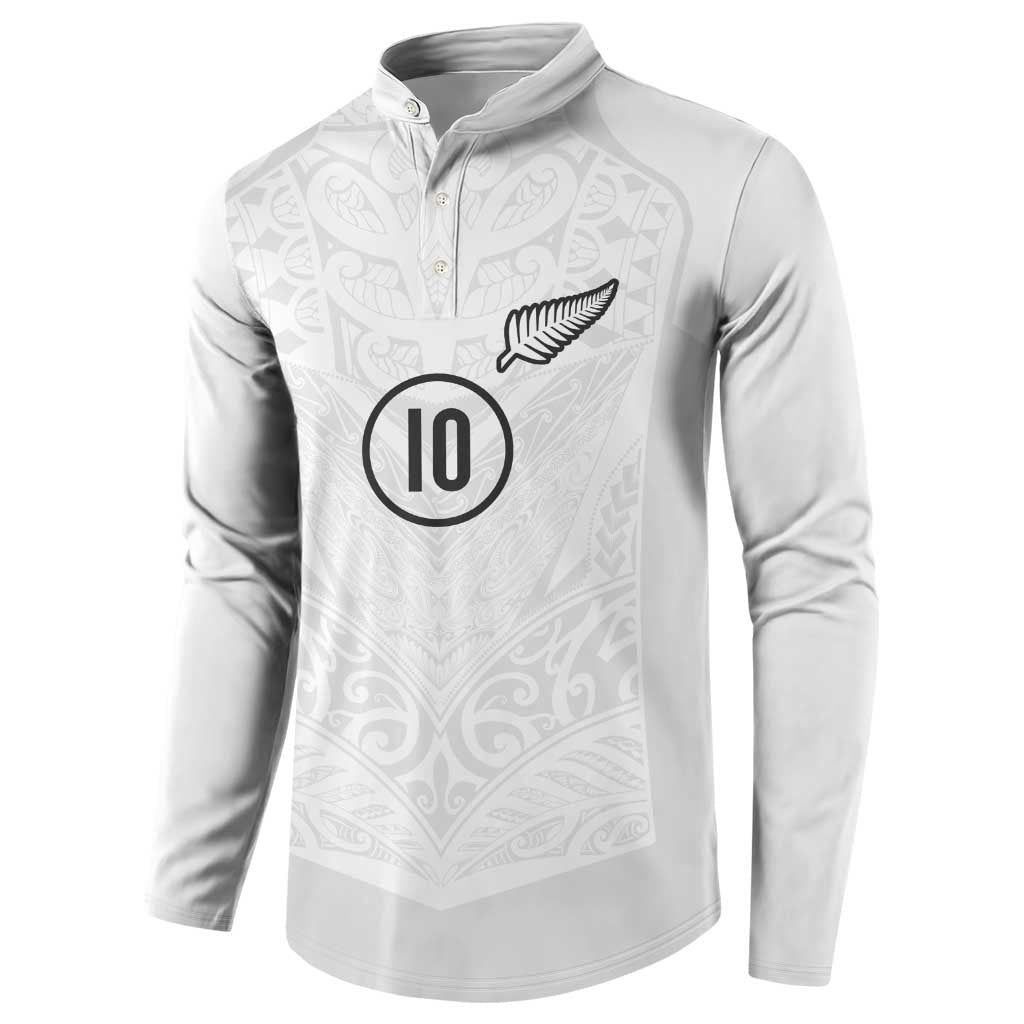 Custom New Zealand Football Button Sweatshirt The Whites-Sporty T90 Style - Polynesian Pride