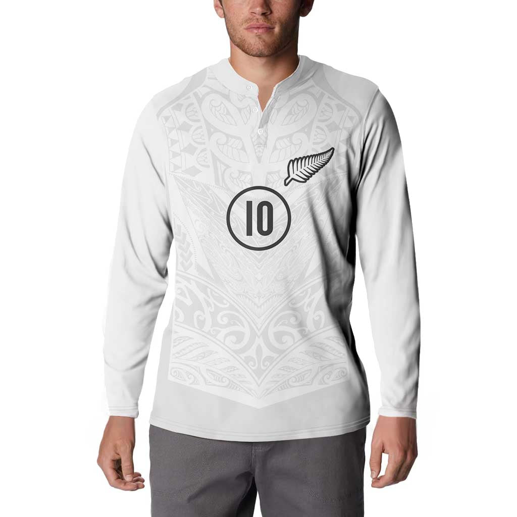 Custom New Zealand Football Button Sweatshirt The Whites-Sporty T90 Style - Polynesian Pride