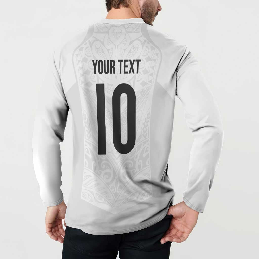 Custom New Zealand Football Button Sweatshirt The Whites-Sporty T90 Style - Polynesian Pride