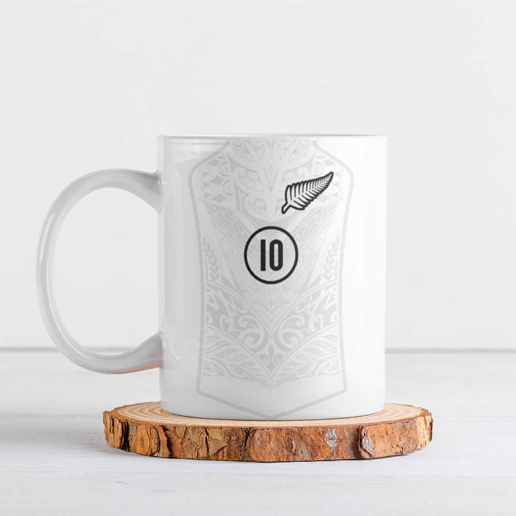 Custom New Zealand Football Ceramic Mug The Whites-Sporty T90 Style - Polynesian Pride