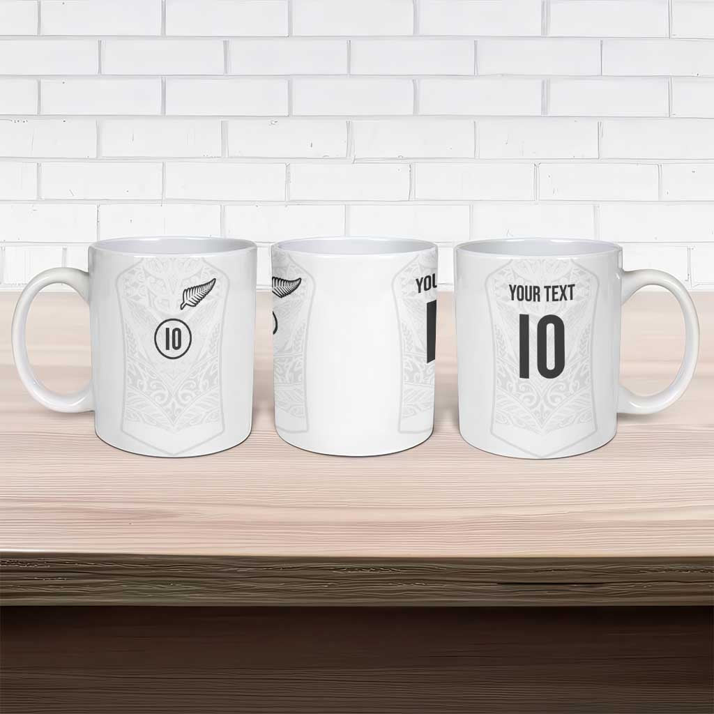 Custom New Zealand Football Ceramic Mug The Whites-Sporty T90 Style - Polynesian Pride