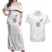 Custom New Zealand Football Couples Matching Off Shoulder Maxi Dress and Hawaiian Shirt The Whites-Sporty T90 Style - Polynesian Pride