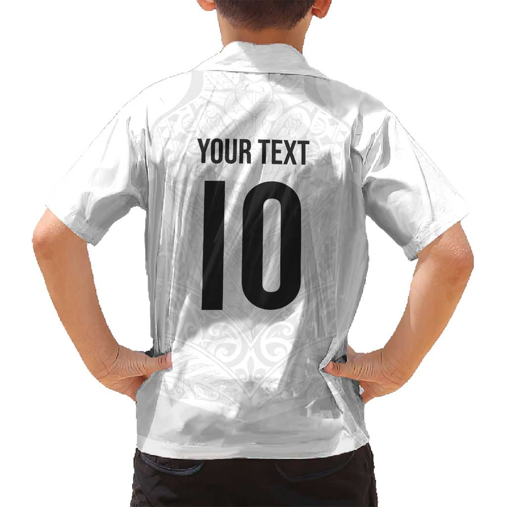 Custom New Zealand Football Family Matching Long Sleeve Bodycon Dress and Hawaiian Shirt The Whites-Sporty T90 Style - Polynesian Pride