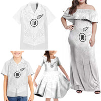 Custom New Zealand Football Family Matching Off Shoulder Maxi Dress and Hawaiian Shirt The Whites-Sporty T90 Style - Polynesian Pride