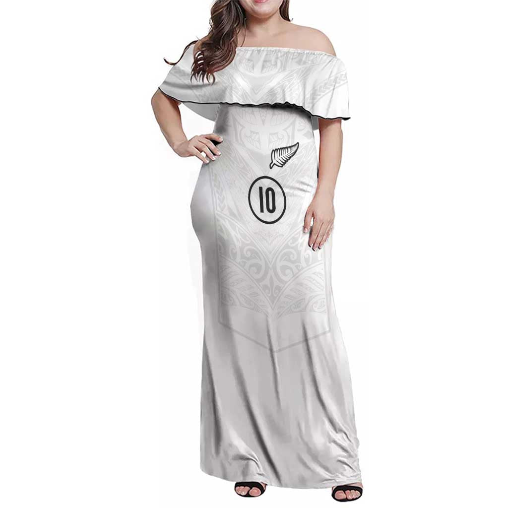 Custom New Zealand Football Family Matching Off Shoulder Maxi Dress and Hawaiian Shirt The Whites-Sporty T90 Style - Polynesian Pride