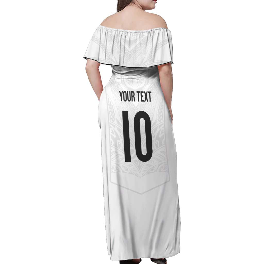 Custom New Zealand Football Family Matching Off Shoulder Maxi Dress and Hawaiian Shirt The Whites-Sporty T90 Style - Polynesian Pride