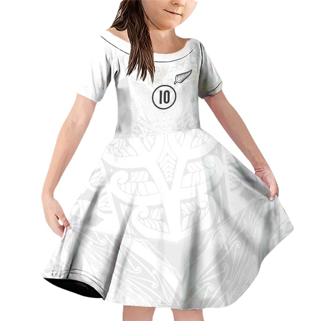 Custom New Zealand Football Family Matching Off Shoulder Short Dress and Hawaiian Shirt The Whites-Sporty T90 Style - Polynesian Pride