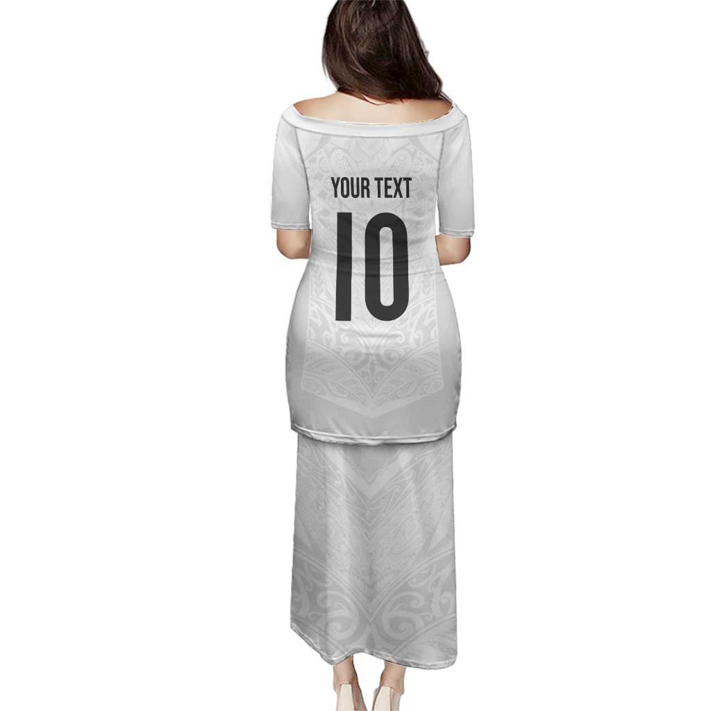 Custom New Zealand Football Family Matching Puletasi and Hawaiian Shirt The Whites-Sporty T90 Style - Polynesian Pride