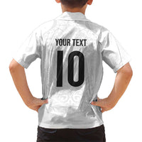 Custom New Zealand Football Family Matching Short Sleeve Bodycon Dress and Hawaiian Shirt The Whites-Sporty T90 Style - Polynesian Pride