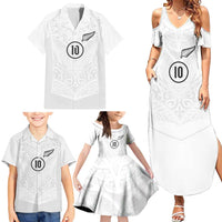 Custom New Zealand Football Family Matching Summer Maxi Dress and Hawaiian Shirt The Whites-Sporty T90 Style - Polynesian Pride