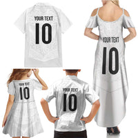 Custom New Zealand Football Family Matching Summer Maxi Dress and Hawaiian Shirt The Whites-Sporty T90 Style - Polynesian Pride