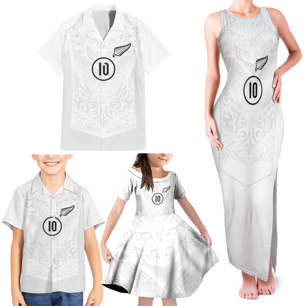 Custom New Zealand Football Family Matching Tank Maxi Dress and Hawaiian Shirt The Whites-Sporty T90 Style - Polynesian Pride