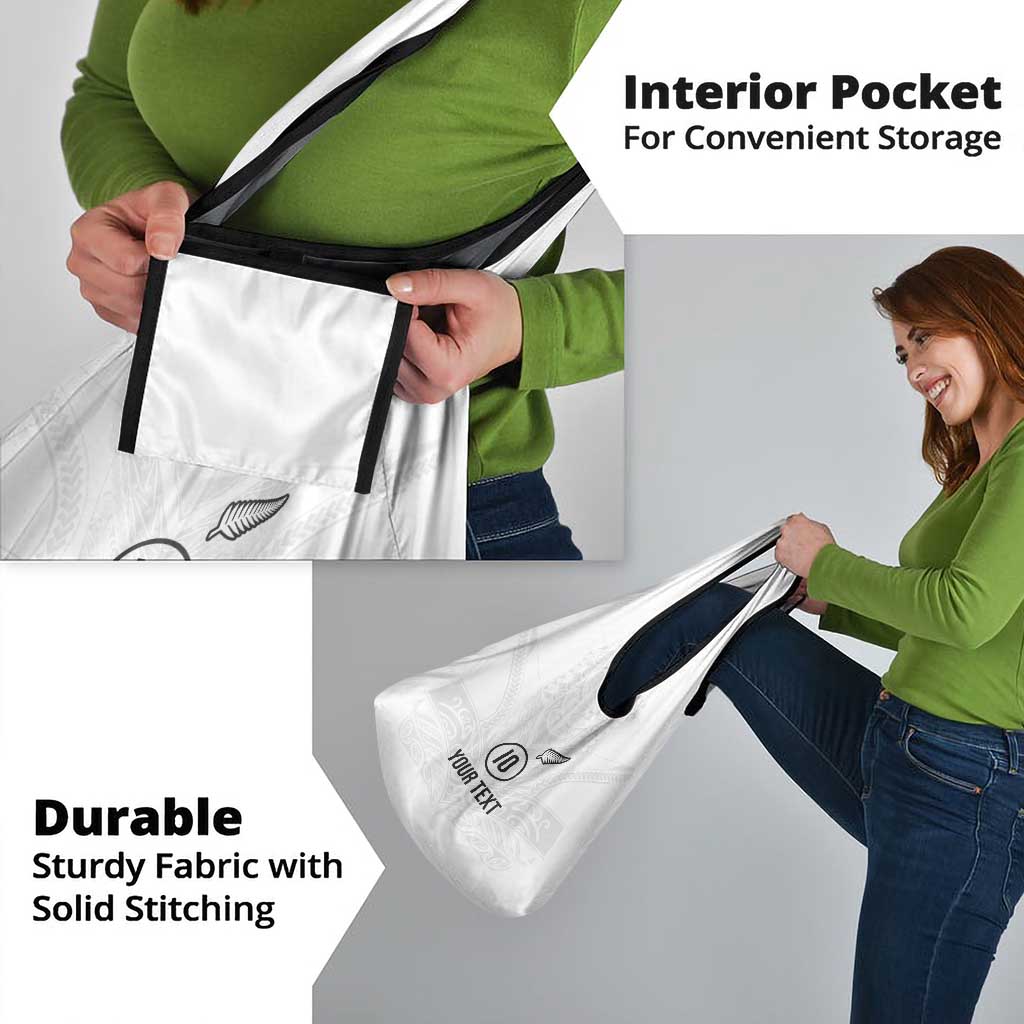 Custom New Zealand Football Grocery Bag The Whites-Sporty T90 Style - Polynesian Pride