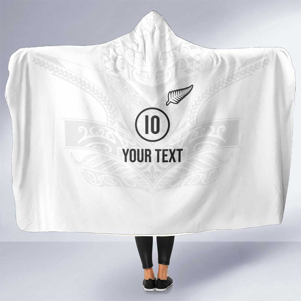Custom New Zealand Football Hooded Blanket The Whites-Sporty T90 Style - Polynesian Pride