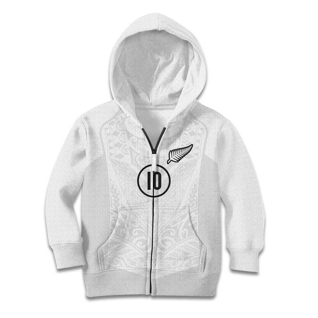 Custom New Zealand Football Kid Hoodie The Whites-Sporty T90 Style - Polynesian Pride