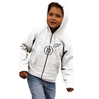 Custom New Zealand Football Kid Hoodie The Whites-Sporty T90 Style - Polynesian Pride