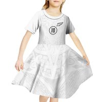 Custom New Zealand Football Kid Short Sleeve Dress The Whites-Sporty T90 Style - Polynesian Pride