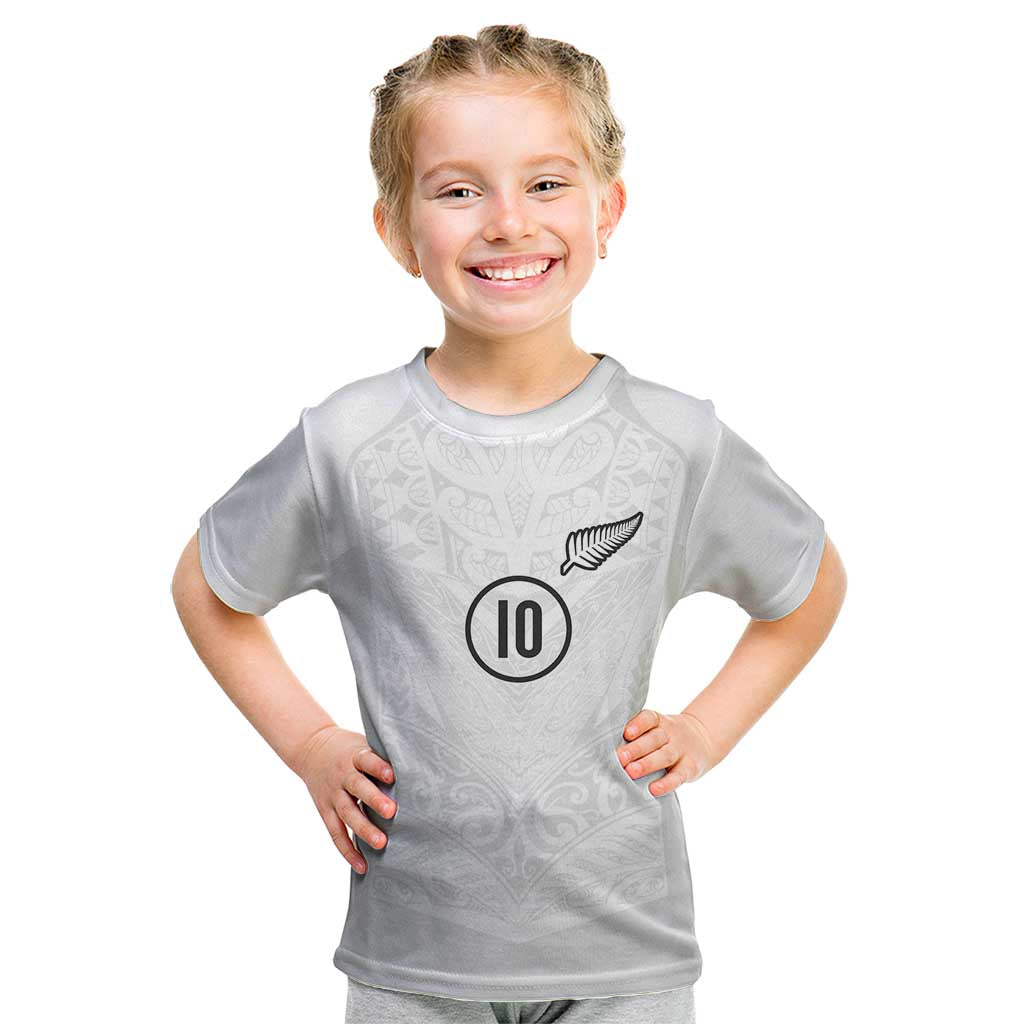 Custom New Zealand Football Kid T Shirt The Whites-Sporty T90 Style - Polynesian Pride