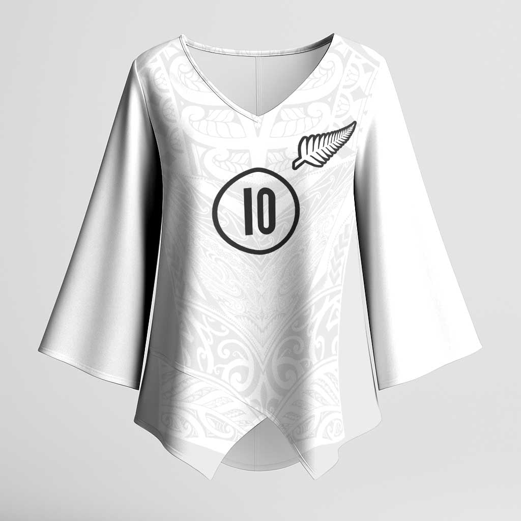 Custom New Zealand Football Kimono Sleeve Blouse The Whites-Sporty T90 Style - Polynesian Pride