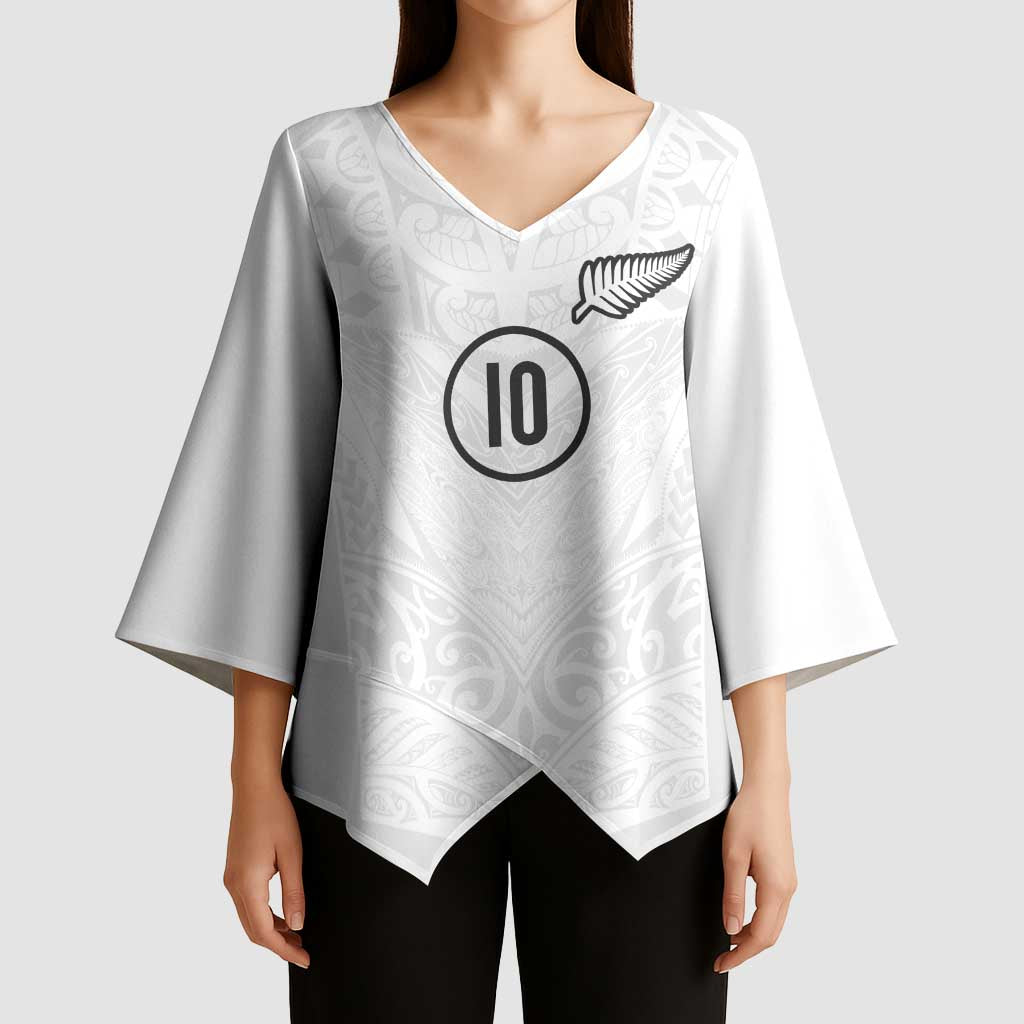 Custom New Zealand Football Kimono Sleeve Blouse The Whites-Sporty T90 Style - Polynesian Pride