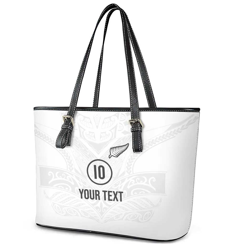 Custom New Zealand Football Leather Tote Bag The Whites-Sporty T90 Style - Polynesian Pride