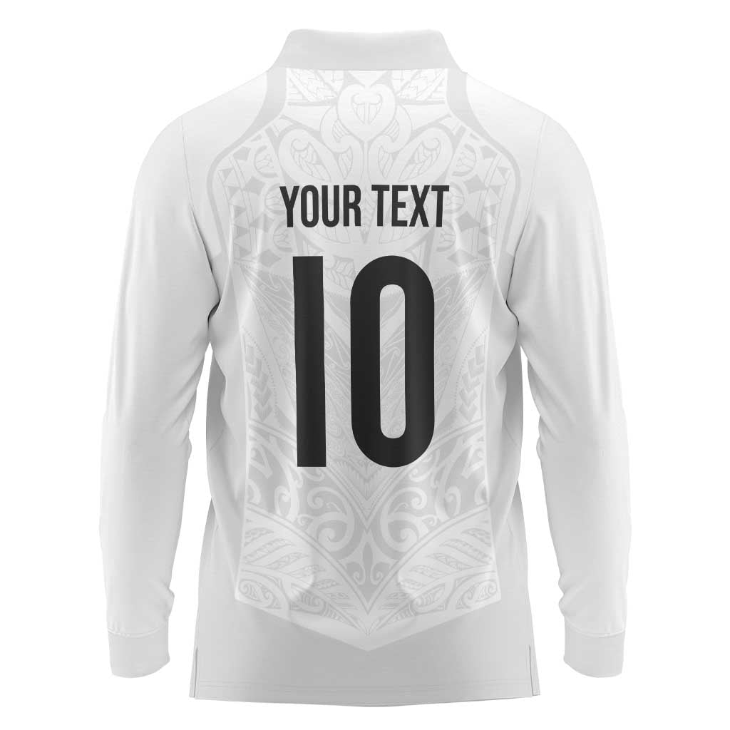 Custom New Zealand Football Long Sleeve Polo Shirt The Whites-Sporty T90 Style - Polynesian Pride