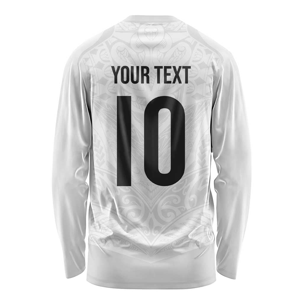 Custom New Zealand Football Long Sleeve Shirt The Whites-Sporty T90 Style - Polynesian Pride