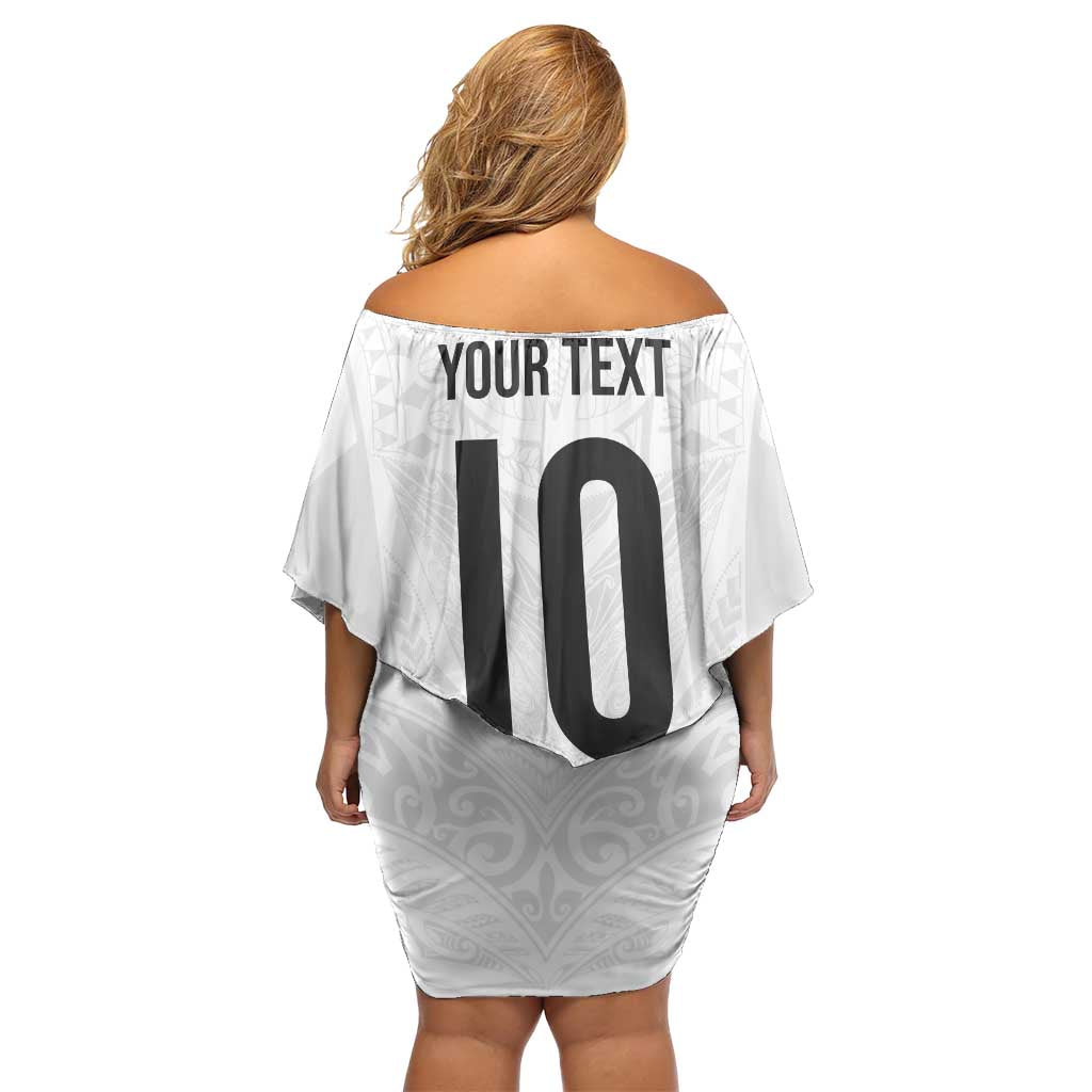 Custom New Zealand Football Off Shoulder Short Dress The Whites-Sporty T90 Style - Polynesian Pride