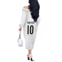Custom New Zealand Football Off The Shoulder Long Sleeve Dress The Whites-Sporty T90 Style - Polynesian Pride