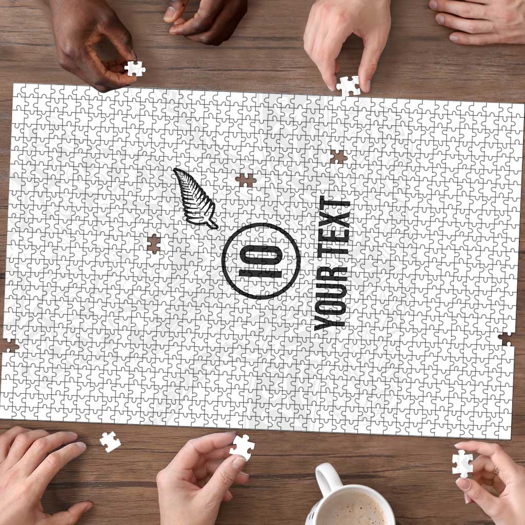 Custom New Zealand Football Puzzle The Whites-Sporty T90 Style - Polynesian Pride