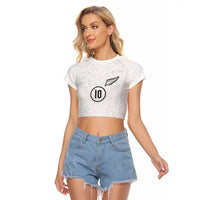 Custom New Zealand Football Raglan Cropped T Shirt The Whites-Sporty T90 Style - Polynesian Pride
