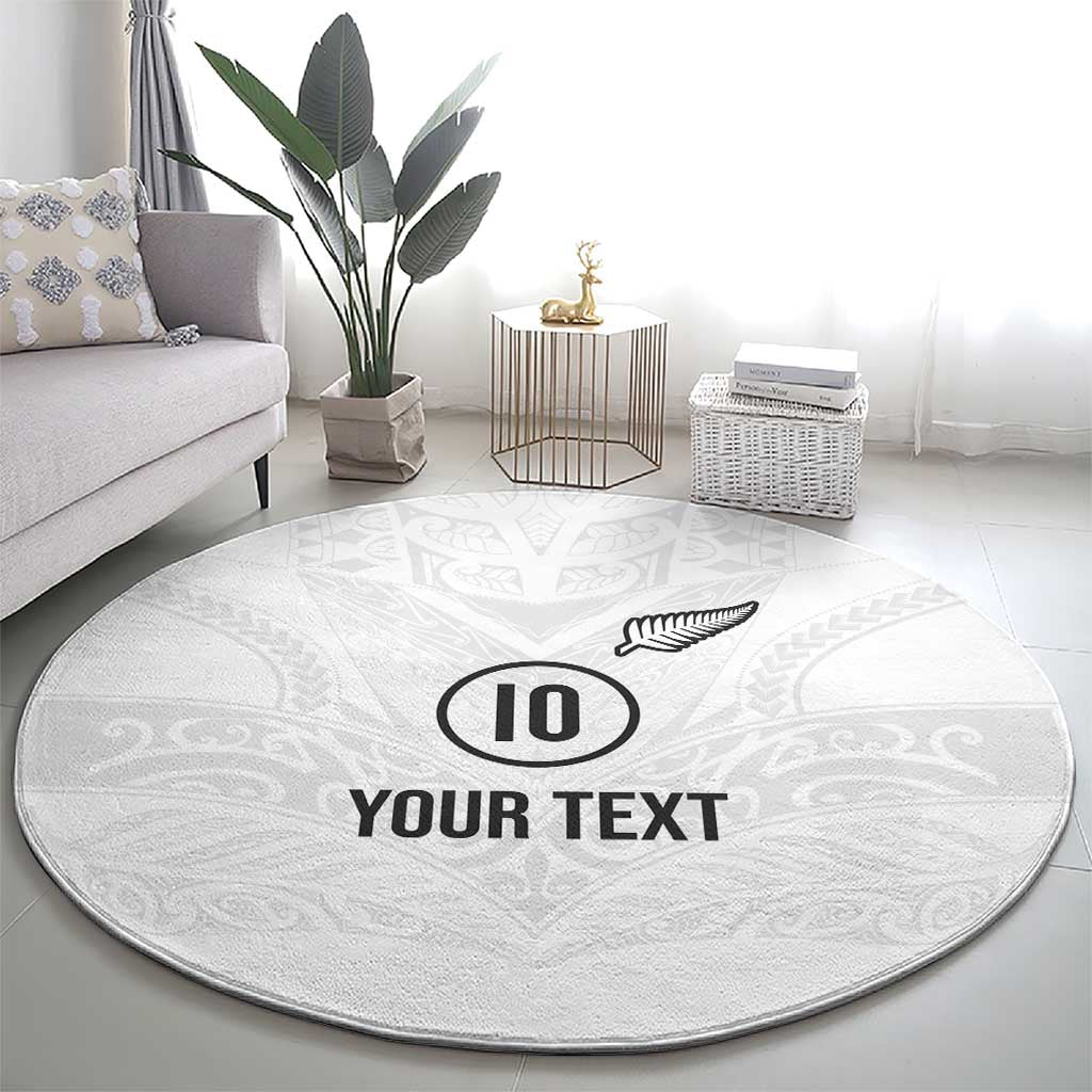 Custom New Zealand Football Round Carpet The Whites-Sporty T90 Style - Polynesian Pride