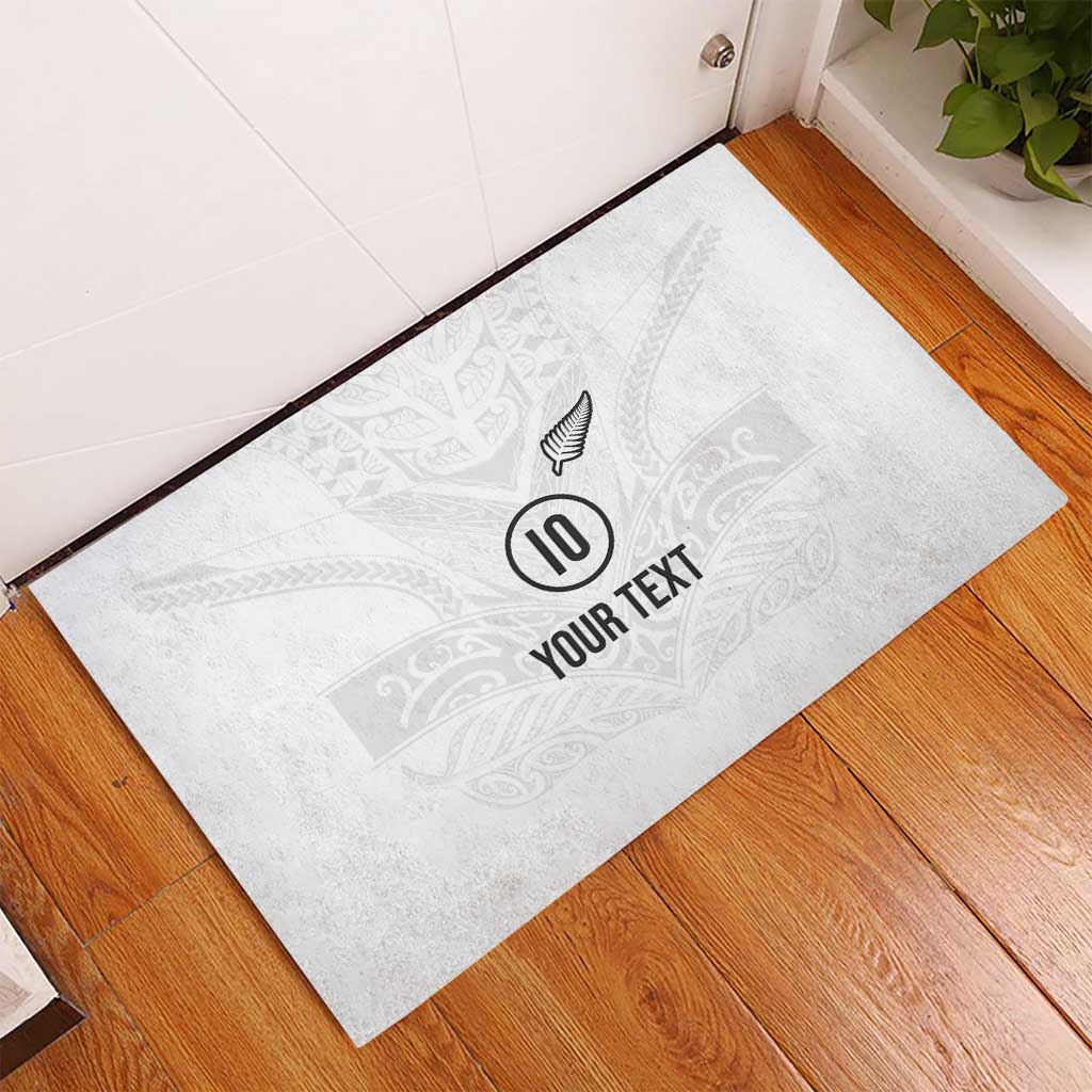 Custom New Zealand Football Rubber Doormat The Whites-Sporty T90 Style - Polynesian Pride